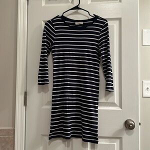 Navy blue and white stripe dress